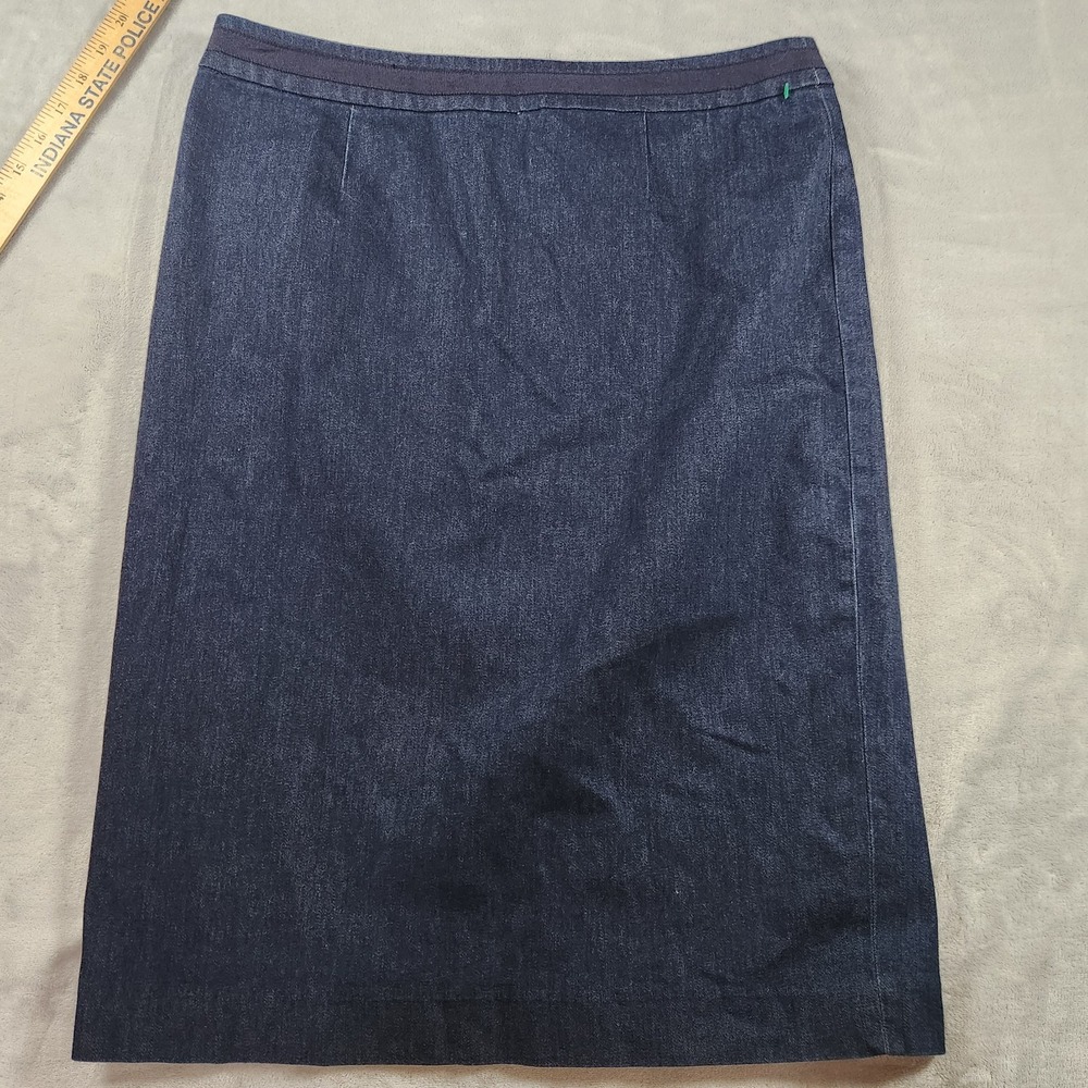 BODEN Denim Pencil Skirt Women 14L Blue Knee Length Boho Cowboy Casual Career